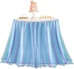 img 1 attached to 🧜 Mermaid Tutu Table Skirt 6ft: Adjustable Tulle Decor for Parties & Celebrations