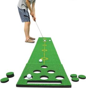 img 4 attached to 🏌️ SPRAWL Golf Putting Mat - Improve Your Golf Putting Skills with this Green Golf Putter Training Aid and Golf Pong Game Set - Perfect for Office, Barkyard, Indoor & Outdoor Use