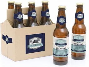 img 4 attached to 🍻 Daddy's First Milestones - Men's Decorations - Set of 6 Beer Bottle Label Stickers with 1 Carrier - Big Dot of Happiness