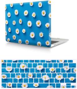 img 4 attached to HRH 2 In 1 Blue Chrysanthemum PC Plastic Hard Case Cover And Silicone Keyboard Cover For MacBook New Air 13&#34