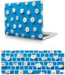 hrh 2 in 1 blue chrysanthemum pc plastic hard case cover and silicone keyboard cover for macbook new air 13&#34 logo