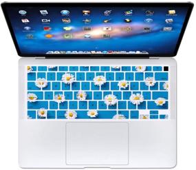 img 3 attached to HRH 2 In 1 Blue Chrysanthemum PC Plastic Hard Case Cover And Silicone Keyboard Cover For MacBook New Air 13&#34