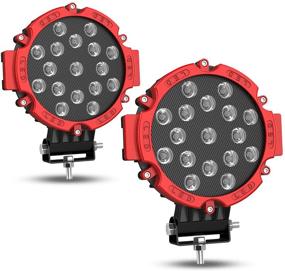 img 4 attached to 🚗 7-Inch LED Offroad Pod Lights Bar 51W (2-Pack) with Mounting Bracket - Red Round Spot Bumper Driving Lamp Headlight Fog Light for Offroader, Truck, Car, ATV, SUV, Jeep, Construction, Camping, Hunters