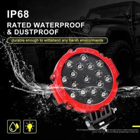 img 1 attached to 🚗 7-Inch LED Offroad Pod Lights Bar 51W (2-Pack) with Mounting Bracket - Red Round Spot Bumper Driving Lamp Headlight Fog Light for Offroader, Truck, Car, ATV, SUV, Jeep, Construction, Camping, Hunters
