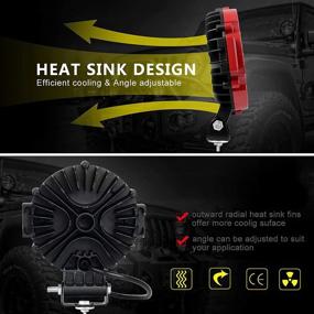 img 3 attached to 🚗 7-Inch LED Offroad Pod Lights Bar 51W (2-Pack) with Mounting Bracket - Red Round Spot Bumper Driving Lamp Headlight Fog Light for Offroader, Truck, Car, ATV, SUV, Jeep, Construction, Camping, Hunters