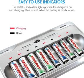 img 1 attached to 🔋 Tenergy TN145 AA AAA Battery Charger: 8-Slot Household Charger for NiMH/NiCd Rechargeable Batteries with LED Indicators