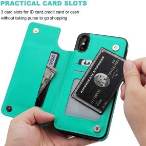 img 1 attached to 📱 Protective iPhone Xs Max Wallet Case with Card Slot | Premium PU Leather | Kickstand and Double Magnetic Clasp | Durable Shockproof Cover | 6.5" Green