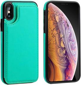 img 2 attached to 📱 Protective iPhone Xs Max Wallet Case with Card Slot | Premium PU Leather | Kickstand and Double Magnetic Clasp | Durable Shockproof Cover | 6.5" Green