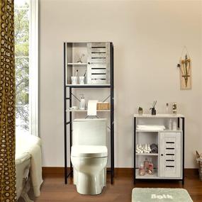 img 3 attached to 🚽 LELELINKY Over The Toilet Storage Cabinet: 3-Tier Tall Free Standing Organizer Shelf with Retro Grey Industrial Frame - 67 Inch