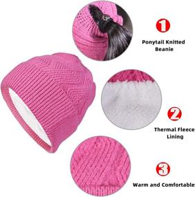 img 2 attached to Cierto Winter Ponytail Beanie Hat for Women - Knit Hat with Cozy Fleece Lining, Ideal for Running and Cycling