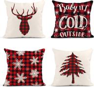 🎄 britimes throw pillow covers christmas home decor set of 4 - winter decorative 18 x 18 inches pillow cases - xmas baby it's cold outside - outdoor cushion couch sofa pillowcases логотип