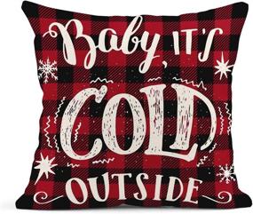 img 2 attached to 🎄 Britimes Throw Pillow Covers Christmas Home Decor Set of 4 - Winter Decorative 18 x 18 Inches Pillow Cases - Xmas Baby It's Cold Outside - Outdoor Cushion Couch Sofa Pillowcases