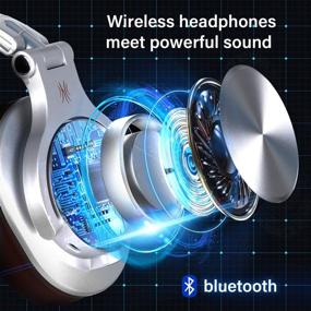 img 2 attached to 🎧 Наушники с Bluetooth OneOdio A70: премиум студийные наушники с функцией Shareport, складным дизайном, проводными и беспроводными возможностями, профессиональные наушники для записи с превосходным стереозвуком для электробарабанов, пианино, гитары (серебряный цвет)