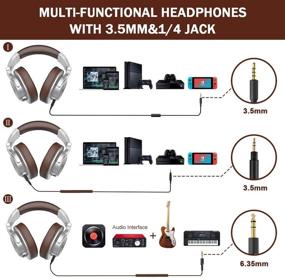 img 3 attached to 🎧 Наушники с Bluetooth OneOdio A70: премиум студийные наушники с функцией Shareport, складным дизайном, проводными и беспроводными возможностями, профессиональные наушники для записи с превосходным стереозвуком для электробарабанов, пианино, гитары (серебряный цвет)