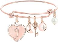 🔠 mmooham initial charm bracelets for women - engraved 26 letters initial charms bracelet, stainless steel bangle bracelet, birthday & christmas jewelry gift for women & teen girls logo