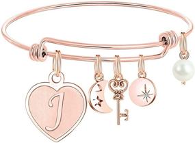 img 4 attached to 🔠 MMOOHAM Initial Charm Bracelets for Women - Engraved 26 Letters Initial Charms Bracelet, Stainless Steel Bangle Bracelet, Birthday & Christmas Jewelry Gift for Women & Teen Girls