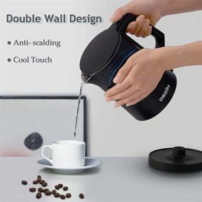 img 1 attached to Dezin Electric Kettle: 0.8L Portable Travel Tea Kettle with Double Wall Construction, Stainless Steel, Auto Shut-Off - Ideal for Business Trips (Cup Not Included)