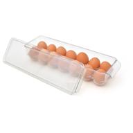 🥚 bpa free fridge organizer: totally kitchen plastic egg holder with lid & handles | refrigerator storage container | clear 14 egg tray логотип