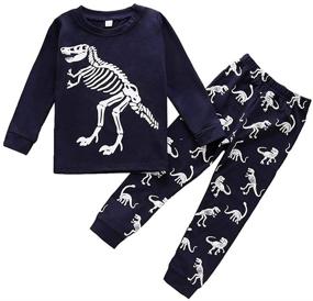 img 4 attached to Guyay Cartoon Dinosaur Sleepwear: 🦖 Boys' Clothing Sets with Fun Outfits