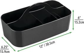 img 1 attached to 🛁 Large Black mDesign Plastic Portable Storage Organizer Caddy Tote - Divided Bin with Handle for Bathroom, Dorm Room - Ideal for Hand Soap, Body Wash, Shampoo, Conditioner, Lotion