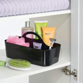 img 3 attached to 🛁 Large Black mDesign Plastic Portable Storage Organizer Caddy Tote - Divided Bin with Handle for Bathroom, Dorm Room - Ideal for Hand Soap, Body Wash, Shampoo, Conditioner, Lotion