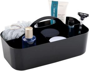 img 4 attached to 🛁 Large Black mDesign Plastic Portable Storage Organizer Caddy Tote - Divided Bin with Handle for Bathroom, Dorm Room - Ideal for Hand Soap, Body Wash, Shampoo, Conditioner, Lotion