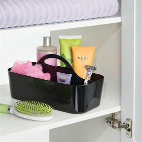 img 2 attached to 🛁 Large Black mDesign Plastic Portable Storage Organizer Caddy Tote - Divided Bin with Handle for Bathroom, Dorm Room - Ideal for Hand Soap, Body Wash, Shampoo, Conditioner, Lotion