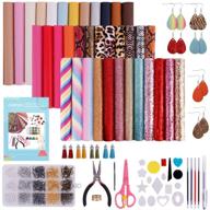 🎁 complete leather earring making kit: 36-piece set with instructions, faux leather sheet, templates, earring hooks, and tools - perfect for crafts & bows - 6.3'' x 8.3'' size logo