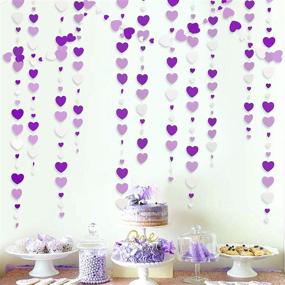 img 4 attached to 52 Ft Purple and White Love Heart Garland Lavender Hanging Paper Streamer Banner - Ideal Décor for Anniversary, Mother's Day, Birthday, Engagement, Wedding, Baby, Bridal Shower, Valentine's Day Party - Premium Decoration Supplies