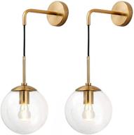 kco mid century modern wall light minimalist adjustable raw brass round glass fixture reading lamp (clear-2pc) логотип