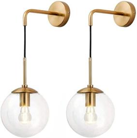 img 4 attached to KCO Mid Century Modern Wall Light Minimalist Adjustable Raw Brass Round Glass Fixture Reading Lamp (Clear-2PC)