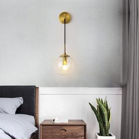 img 2 attached to KCO Mid Century Modern Wall Light Minimalist Adjustable Raw Brass Round Glass Fixture Reading Lamp (Clear-2PC)