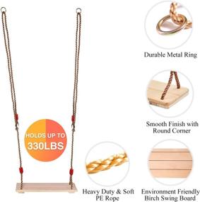 img 1 attached to 🌳 RedSwing Wooden Swing Seat: Versatile Indoor Outdoor Tree Swing Set for Kids with Adjustable Rope and Complete Accessories