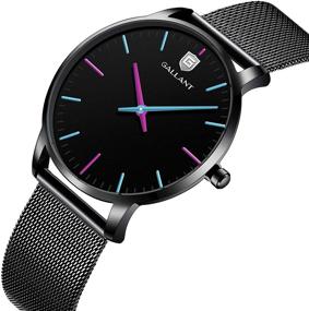 img 3 attached to ⌚ Стильные мужские кварцевые часы с ремешком из нержавеющей стали - повседневные, минималистские и водонепроницаемые