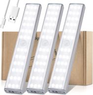 🔦 wireless led closet light, rechargeable motion sensor light indoor, meromore under cabinet lighting for hallway stairway wardrobe kitchen, stick-anywhere night light with 600mah battery (3 pack) logo