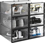 elevate your shoe organization with east loft 6 pack clear plastic shoe box storage organizer - stackable, breathable, front opening door, versatile configurations, perfect for men (up to size 9 1/2) & women (up to size 11) логотип