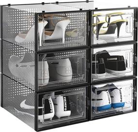 img 4 attached to Elevate Your Shoe Organization with East Loft 6 Pack Clear Plastic Shoe Box Storage Organizer - Stackable, Breathable, Front Opening Door, Versatile Configurations, Perfect for Men (up to size 9 1/2) & Women (up to size 11)