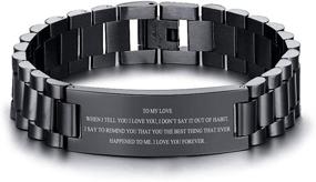 img 4 attached to Show Your Love: VNOX Personalized Engraved Link Bracelet - Perfect Anniversary or Birthday Gift for Your Partner and Spouse