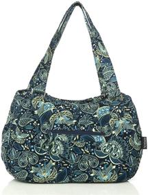img 4 attached to Quilted Cotton Handle Shoulder Peacock Women's Handbags & Wallets in Hobo Bags