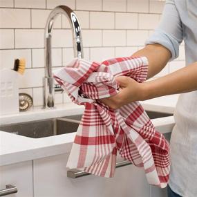 img 2 attached to 🔴 Now Designs Jumbo Pure Kitchen Towel Set of 3 in Vibrant Red: Durable and Stylish!