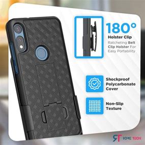 img 2 attached to 📱 Rome Tech Belt Clip Phone Case for Moto E 2020 - Slim Heavy Duty Shell Holster Combo, Rugged Phone Cover with Kickstand, Compatible with Motorola Moto E, Black