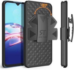 img 4 attached to 📱 Rome Tech Belt Clip Phone Case for Moto E 2020 - Slim Heavy Duty Shell Holster Combo, Rugged Phone Cover with Kickstand, Compatible with Motorola Moto E, Black