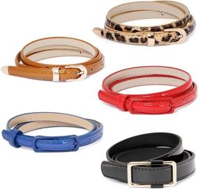 img 1 attached to BMC Women's 5pc Assorted Color Faux Leather Fashion Statement Skinny Belt Sets