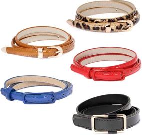 img 2 attached to BMC Women's 5pc Assorted Color Faux Leather Fashion Statement Skinny Belt Sets