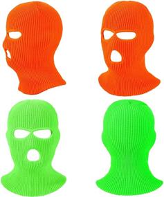 img 3 attached to 🎿 Stay Warm and Protected: 2-Piece 3-Hole Ski Mask Knitted Face Cover for Winter Outdoor Sports (Green, Orange)