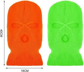 img 2 attached to 🎿 Stay Warm and Protected: 2-Piece 3-Hole Ski Mask Knitted Face Cover for Winter Outdoor Sports (Green, Orange)