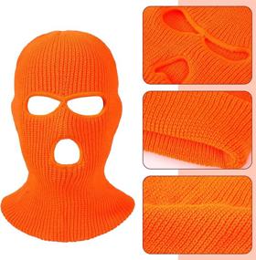 img 1 attached to 🎿 Stay Warm and Protected: 2-Piece 3-Hole Ski Mask Knitted Face Cover for Winter Outdoor Sports (Green, Orange)