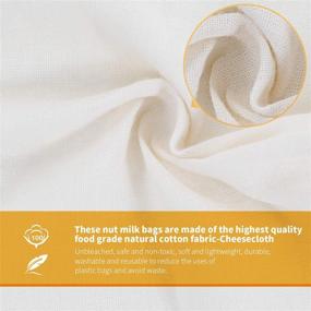 img 3 attached to 🥛 Premium Nut Milk Bags - All Natural Cheesecloth Bags, 12"x12", 2 Pack, 100% Unbleached Cotton Cloth for Tea/Yogurt/Juice/Wine/Soup/Herbs - Durable, Washable & Reusable Almond Milk Strainer (Weave 66x70)