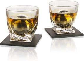 img 1 attached to 🥃 Whiskey Stones & Decanter Gift Set for Men & Women, By The Wine Savant, 2 Extra Large Stainless Steel Whiskey Spheres, 2 Twisted Glasses, Whiskey Decanter, 2 Coasters, Freezer Pouch & Special Tongs in Pine Wood Box