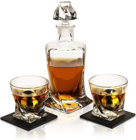 img 2 attached to 🥃 Whiskey Stones & Decanter Gift Set for Men & Women, By The Wine Savant, 2 Extra Large Stainless Steel Whiskey Spheres, 2 Twisted Glasses, Whiskey Decanter, 2 Coasters, Freezer Pouch & Special Tongs in Pine Wood Box